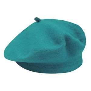Dámský baret klasická francouzská čepice vlněný klobouk baret čepice Vintage - TURQUOISE