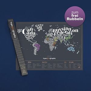 Typogeographie-Welt-Scratch-Karte - personalisierte Weltreisen-Karte - Scratch Off Map - schöne Scratch Poster - erstaunliche Karte Nachbildung - perfekte Geschenk für Reisende - schwarz