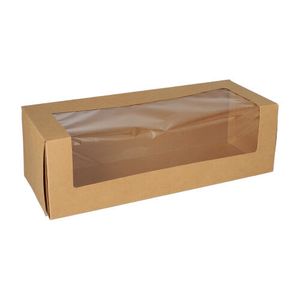 100 Tortenkartons mit Deckel eckig 10 cm x 32 cm x 12 cm mit Sichtfenster aus PLA