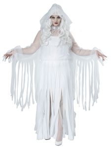 Elegante Geisterfrau Plus Size Halloween-Damenkostüm Gespenst weiss