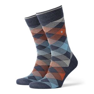 Burlington Herren Socken NEWCASTLE - Schurwolle, Clip, Raute, Onesize, 40-46 blau/orange