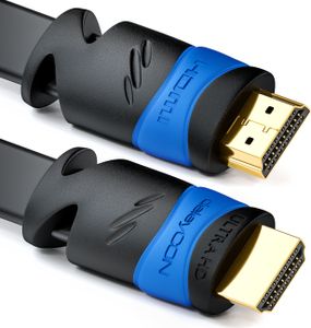 deleyCON 10m Flaches HDMI Kabel - Kompatibel zu HDMI 2.0 bis 1.4 - UHD 4K 3D 1080p 2160p ARC - High Speed mit Ethernet - Schwarz