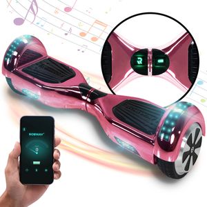 ROBWAY W1 - Hoverboard für Erwachsene & Kinder - 6,5 Zoll - Self-Balance - Bluetooth - App -  700 Watt - LEDs - (Pink Chrom)
