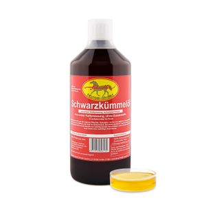 Schwarzkümmelöl 1 L für Pferde und Hunde - Ohne Zusätze 100% reines Schwarzkümmelöl - Aus der eigenen Ölmühle- Schonende Kaltpressung.