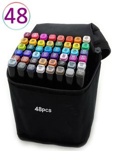 48 Farben Permanent Marker, Graffiti Stift, Twin Tip Textmarker mit Tragetasche für Malerei Coloring Hervorhebungen und Unterstreichungen