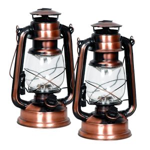 Eaxus® 2er Set LED Laterne im Design einer Öllampe - Dimmbar Schöne Wohnzimmer-Deko & Gartendeko, Farbe Kupfer Bronze