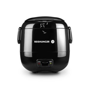 REISHUNGER Mini Reiskocher, schwarz | 0,3 L 1-2 Portionen | hochwertige Keramikbeschichtung Premium Topf | Handliche Größe für kleine Haushalte