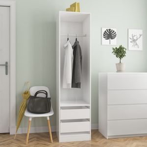Kleiderschrank ,Holzschrank ,Schlafzimmerschrank ,Flurschrank mit Schubladen Hochglanz-Weiß 50×50×200 cm