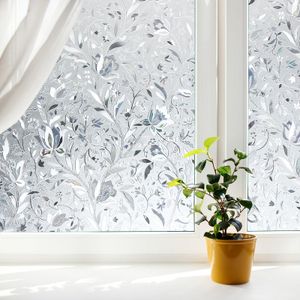 Jopassy Sichtschutzfolie 3D Fensterfolie Selbstklebend Spiegelfolie Sonnenschutzfolie Blumen 90*200cm
