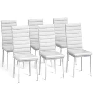 Bealife Esszimmerstühle mit Kunstleder, Küchenstuhl mit hoher Rückenlehne, Polsterstuhl mit  Ergonomisches Design - 6er set, Weiß