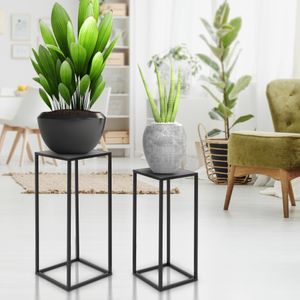 ML-Design 2er Set Blumenständer, 20x60/30x70 cm, Schwarz, aus Metall