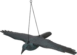 SPRINGOS Taubenschreck Rabe Krähe fliegend Flügelspannweite 83 cm Vogelschreck Vogelscheuche Balkon Gartenfigur (schwarz)
