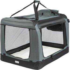 ONVAYA® Faltbare Transportbox für Hunde & Katzen | XL | Faltbare Hundebox oder Katzenbox für Auto & Zuhause | Farbe grau schwarz