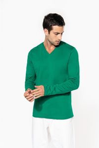 Kariban | K358 Herren V-Neck T-Shirt langarm, Größe:L, Farbe:light sand
