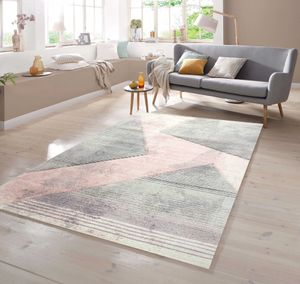 Teppich gestreift grau rosa grün Größe - 80x150 cm