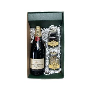 Geschenkbox Champagner Moët & Chandon Impériale - Grün - 1 Brut - 1 Glas Calissons & 1 Glas überzogene Mandeln LE PETIT DUC