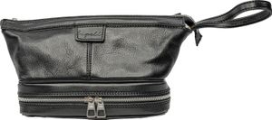 bupell Kulturtasche Luca  aus pflanzlich gegerbtem Leder - Handgefertigt in Italien - Kulturtasche  Nero (Schwarz)