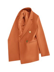 Damen Trenchcoats Zweireiher Blazer Casual Business Herbst Jacke Revers Outwear Orange,Größe XL