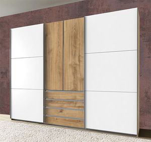 Dreh- / Schwebetürenschrank Kleiderschrank Magie plankeneiche weiß 300cm