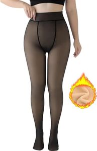 Zhiaek Damen Fleece Strumpfhose mit Transparenzeffekt Warm für den Winter