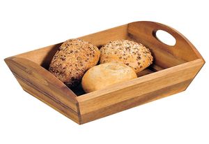Kesper Brot-Aufbewahrungskorb aus Akazienholz, 31,5 x 23 x 9 cm, Frühstückstablett, Serviertablett mit 2 Griffen, 63820