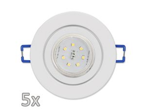 Einbauleuchten-Set McShine, 5xRahmen, 5xLED-Strahler,  GU10, 3W, 300 lm, IP44