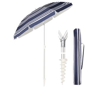 Sekey Sonnenschirm Rund Ø 160cm Gartenschirm Balkonschirm UV Schutz 50+ Strandschirm mit erdspieß & Schutzhülle, Neigungswinkel und Höhe Verstellbar