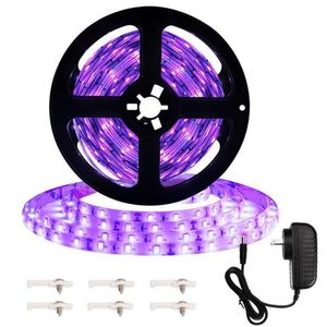UV-Lichtstreifen Wasserdichte LED Streifen 16,4 Fuss 300 LEDs Seilleuchten 12V Flexible schwarze Lichter UV-Lichtleisten UV-Licht + Netzteil