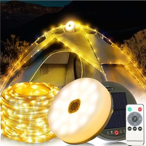Multifunktionale Campingleuchte,12m Einziehbare Camping Lichterkette,3600 MAh Wasserdichte Campingzeltleuchte,USB Angetrieben,Solar Campingbeleuchtung