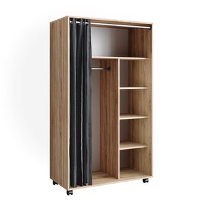 Vicco Kleiderschrank Doros, 100 x 168 cm offen, mit Rollen, Sonoma