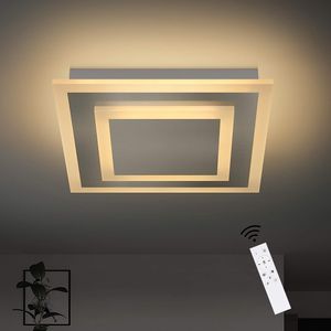 ZMH LED Deckenleuchte Wohnzimmer Dimmbar  mit Fernbedienung  Metall  41W 40cm Quadratisch  für Büro Schlafzimmer Küche