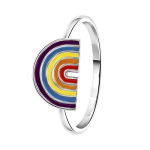 Ring, 925 Silber, Emaille, Regenbogen, K3  -  46.0 mm