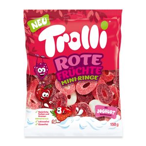 Trolli Rote Früchte Ringe Erdbeer Himbeer und Kirsch Geschmack 150g