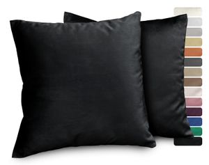BEAUTEX Samt Kissenhüllen 2er Set, Premium Kissenbezug, Sofa- und Dekokissen, Größe und Farbe wählbar (40x40 cm, Schwarz)