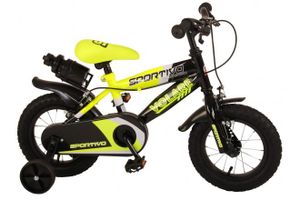 Detský bicykel Volare Sportivo - chlapci - 12 palcov - neónovo žltá čierna - dve ručné brzdy - zmontovaný na 95 %