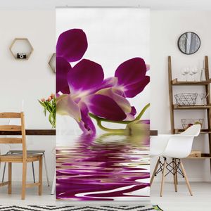 Raumteiler - Pink Orchid Waters 250x120cm, Aufhängung:inkl. transparenter Halterung