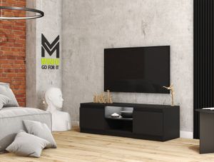 Minio, TV-Lowboard, TV-Schrank "DIDI", mit LED-Beleuchtung, 120cm, stehend, Schwarz Graphit Farbe