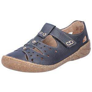 Rieker Damen Sandale Leder Cutouts T-Steg Schalensohle Klettverschluss 54555, Größe:40 EU, Farbe:Blau