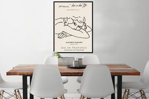 MuchoWow® Gerahmtes Poster Matisse - Frau - Porträt - Strichzeichnung 60x80 cm - Poster mit Schwarzem Bilderrahmen Wandposter Rahmen Foto Bilder - Premium - Wanddeko Wohnzimmer