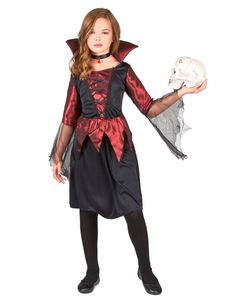 Vampirlady Halloween Kinderkostüm schwarz-rot