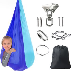 Kinderschaukel Hängematte, Indoor Therapieschaukel, Kuschelhängematte für Kinder mit ADHS, Asperger, Sensorische Integrationstherapie Double Layer Pod Schaukelstuhl