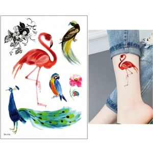 Temporäres Tattoo Flamingo Pfau Papagei Design Temporary Klebetattoo Körperkunst