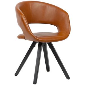 FineBuy Esszimmerstuhl Kunstleder mit schwarzen Beinen Stuhl Retro | Küchenstuhl mit Lehne | Polsterstuhl Maximalbelastbarkeit 110 kg