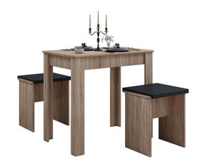 VCM drevená jedálenská skupina lavice kuchynský stôl jedálenský stôl set stôl skupina stôl lavice Esal L Sonoma dub (hrubé pílenie)