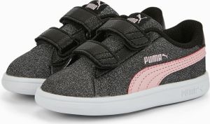 Puma Smash v2 Glitz Glam V Inf Glitzer Junior Mädchen Schuh Klett schwarz 367380, Schuhgröße:23 EU
