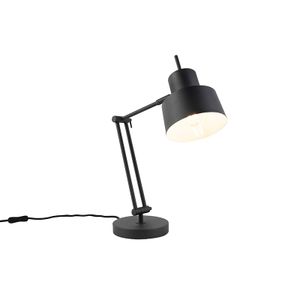 QAZQA - Retro Retro Tischlampe schwarz - Chappie I Wohnzimmer I Schlafzimmer - Stahl Länglich - LED geeignet E27