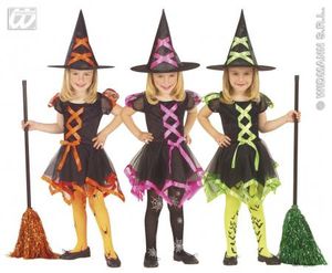 Neon Hexen Kostüm Kinder 3-5 Jahre, 110 cm - 3-4 Jahre