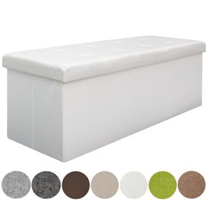 Sitzbank Faltbar 110x38x38cm Sitztruhe inkl. 2 Trennwände 120L Polsterbank Weiß