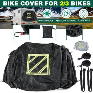 Fahrradschutzhülle Abdeckung + Warntafeltasche + Befestigungs-Set Für Wohnmobil Black