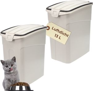 2x Futtertonne Luftdicht mit Deckel Futtertonne Hund Katze Hundefutter Trockenfutter Aufbewahrung Futterbox Hund Hundefutter Box 13 L